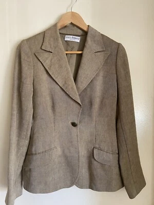 Dolce Gabbana Apalca / Linen Blend Suit Blazer And Skirt Set SZ 44 - Image 1 of 4