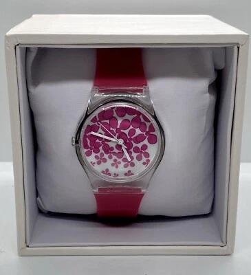NEW LADIES /Teens Fun Analog Watch Fresh Battery IOB Hot Pink Flower Dial Cute - Image 1 of 4