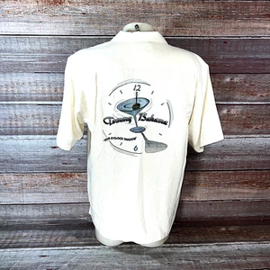 Men's Tommy Bahama Embroidered Five O'Clock Shadow 100% Silk Button L Beige EUC - Picture 1 of 9