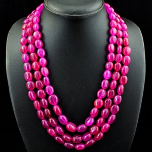 Genuino 835.00 Cts Tierra Extraído 3 Hilos Rubí Forma Ovalada Cuentas Collar JK-23E244 - Imagen 1 de 3