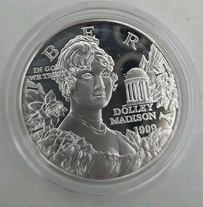 1999-P Dolley Madison Commemorative Uncirculated Silver Dollar Proof - Picture 1 of 3