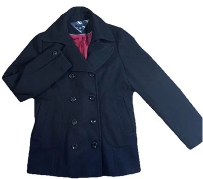 Tommy Hilfiger Women’s Large L Wool Blend Stylish Winter Pea Coat Black - Image 1 of 4
