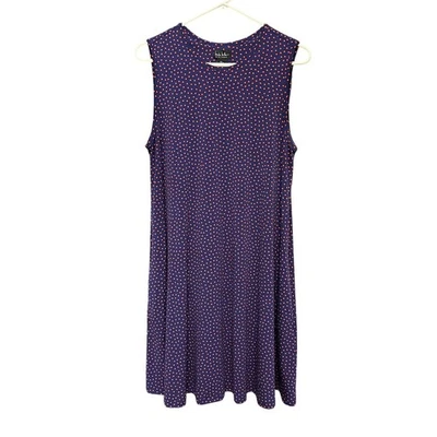 Nicole Miller Sleeveless Shift Dress Blue Orange Polka Dot Pockets Size Large - Image 1 of 4