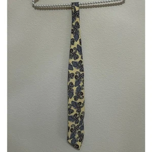 Vintage Christian Dior Tie Yellow Silk Red Paisley Necktie Made In USA - Picture 1 of 9