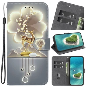 Flip Leather Sika Deer Card Wallet Shockproof Stand Phone Case For Various Cover - Picture 1 of 23