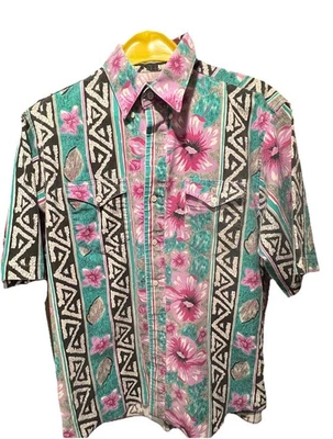 Vintage 2000's Wrangler Aztec Floral Shirt-Large 17 1/2 NFR cowboy western - Image 1 of 4