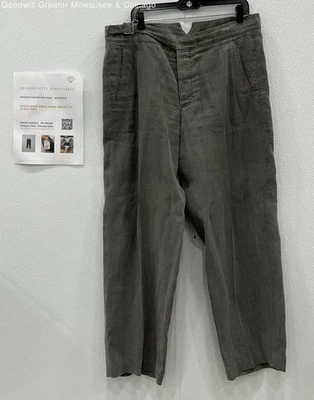 Pantalones informales lisos grises para mujer Giorgio Armani de lino talla 54 con certificado de autenticidad Foto 1 de 4