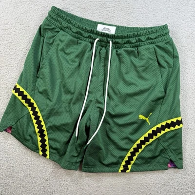Puma Teenage Mutant Ninja Turtles Shorts Mens Large Green Pink Reversible Gym - Image 1 of 4