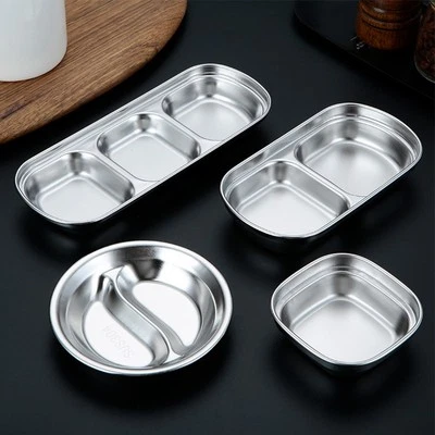 Stainless Steel Sauce Dish with Divided Compartments for Various Settings - Image 1 of 4