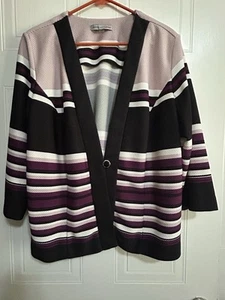 Danny and Nicole Blazer Purple/black Size 16w 3/4 Sleeves - Picture 1 of 6