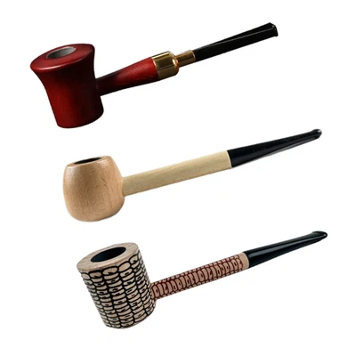 3 Durable Wooden Wood Smoking Pipe Tobacco Cigarettes Cigar Pipes Enchase Gift 3 - Image 1 of 4