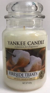 Yankee Candle FIRESIDE TREATS Large 22 oz Jar Candle Marshmallow Scent NEW - Picture 1 of 5