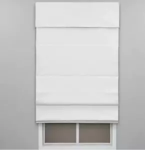 White Cordless Blackout Energy-Efficient Cotton Roman Shade 35"W x 72"L - Picture 1 of 5