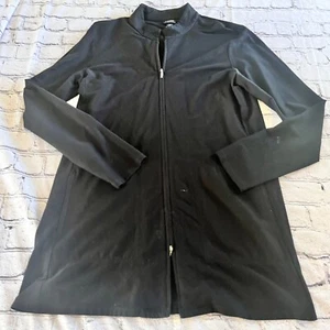 Eileen Fisher Stand Up Collar Jacket Womens S Black Terrazzo Zip - Picture 1 of 4