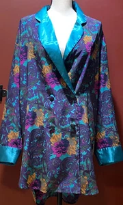 Gold Label Victoria's Secret Teal Purple Gold Sleep Shirt Sz M Retro Vibrant - Picture 1 of 8