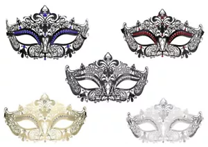 Metal Masquerade MASK ORNATE Lace Filigree Venetian Half-face PROM MASKED BALL - Picture 1 of 19