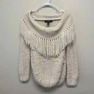 Forever 21 Women's Small Sweater Cowl Neck Long Sleeve Ivory CozyWarm Loose Knit - Picture 1 of 16