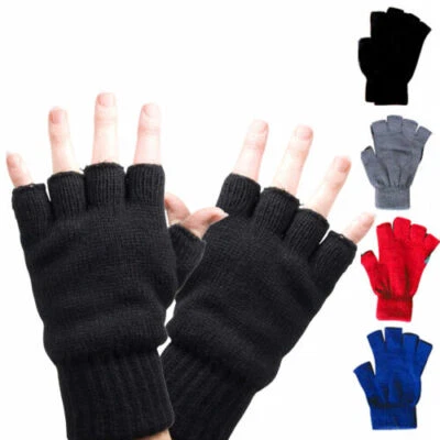 Unisex Weich Halb Fingerlose Handschuhe Damen Herren Warm Gestrickt Paar Winter* - Bild 1 von 4