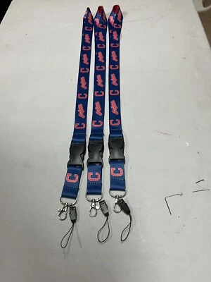 Cleveland Indians Baseball MLB Lot Of 3 Lanyard Key Ring Keychain W Safety Clip - Image 1 of 4