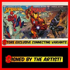 SPIDER-MAN, IRON MAN & BLACK PANTHER #1 Store Exclusive Connecting Cover Signed