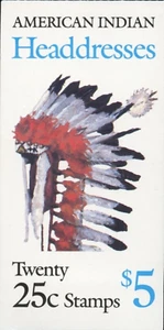 #BK179 (2501-2505a) 25¢  Booklet of 20 stamps American Indians Headdreses MNH - Picture 1 of 1