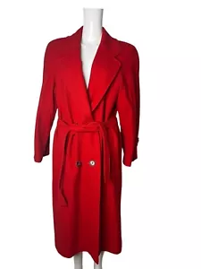 Cappotto giacca vintage taglia 10 S donna rosso pura lana nuovo cintura tasche midi - Foto 1 di 13