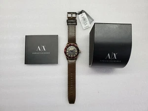 ARMANI EXCHANGE BLACK DIAL DATE BROWN LEATHER STRAP MEN'S WATCH AX1712 PRE-OWNED - Picture 1 of 10