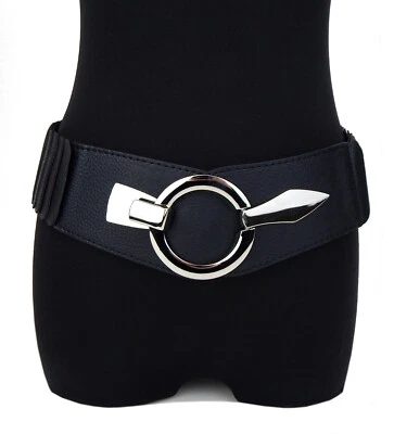 Ella Jonte Stretchgürtel schwarz silber Taillengürtel elastischer Gürtel 75 - 95 - Bild 1 von 3