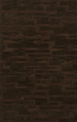 Brown Transitional Hand Hooked Squares Rectangles Boxes Area Rug Patchwork DV6 - Image 1 of 2
