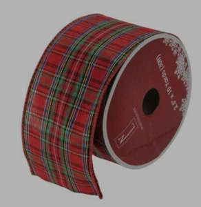 30 Fuß rot & grün Streifen kariert verdrahtet Weihnachten Handwerk Band Nordlicht  - Bild 1 von 2