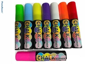 Jumbo Chisel Liquid Chalk Markers Pens Chalkboard Glass 8 pack 15mm Water Based - Picture 1 of 4