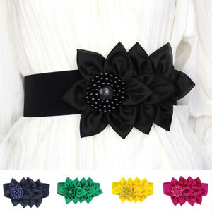 Dress Decorative Waistbands Big Flower Elastic Waist Belt Stretch Cummerbunds #