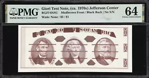 Giori Test Note ND (ca. 1970s) PMG Choice Uncirculated 64 - Picture 1 of 2
