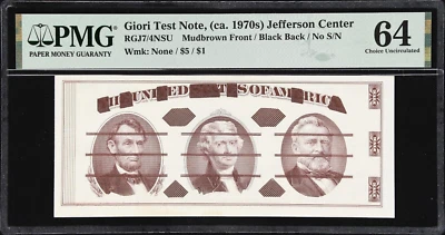 Giori Test Note  ND (ca. 1970s)  PMG Choice Uncirculated 64 - Image 1 of 2