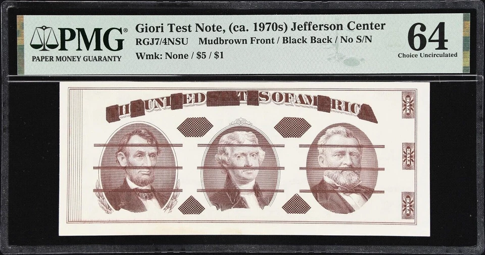 Giori Test Note  ND (ca. 1970s)  PMG Choice Uncirculated 64 - Image 1 of 2