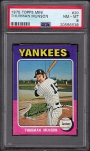 1975 Thurman Munson Topps Mini Baseball Card #20 Graded PSA 8 (NM-MT) - Picture 1 of 2