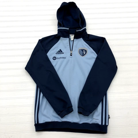 Adidas Blue Embroidered Kansas City Sporting Ivy Funds Hoodie Adult Size S Cover