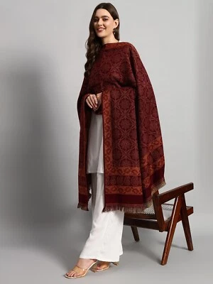 Oversized Blanket Cashmere Large Scarf Shawl Wrap Oversize Wool Throw Indian 80" - Image 1 of 4