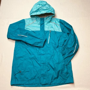 L.L. Bean Girls Windbreaker Jacket sz 18 Blue Full Zip Hooded Pockets - Picture 1 of 22