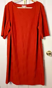Abito Sandra Darren arancione bruciato maglia testurizzata 18W manica corta autunno lavoro - Foto 1 di 4