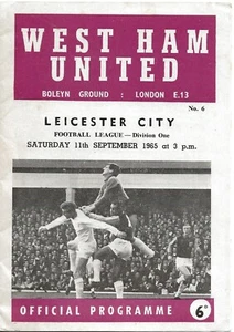 WEST HAM UNITED V LEICESTER CITY ~ 11 DE SEPTIEMBRE DE 1965 ~ PROGRAMA DE FÚTBOL - Imagen 1 de 1