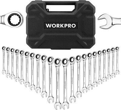 WORKPRO 22-Pieces Ratcheting Combination Wrenches Set CR-V 72 Teeth Metric & SAE - Image 1 of 4