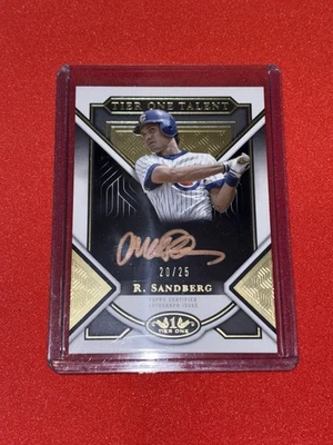 RYNE SANDBERG 2023 TOPPS TIER ONE METALLIC AUTOGRAPH 20/25 CHICAGO CUBS HOF RIP - Image 1 of 2