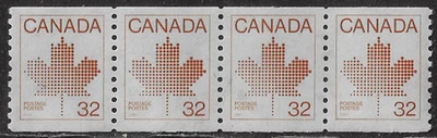 Canada Coil Stamps — Strip of 4 — 1983, Maple Leaf #951i MNH Ref. 1904 - Image 1 of 2