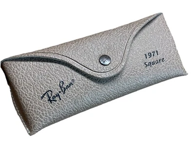 Ray-Ban Leather 1971 Square Snap Hard Body Eyeglass Case Felt Lined Authentic - Image 1 of 4