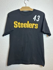 Troy Polamalu #43 Pittsburgh Steelers Reebok Black Jersey T-shirt Mens Medium - Picture 1 of 4