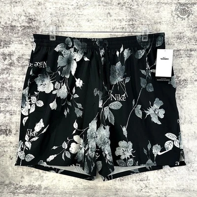 NWT Nike Fine Floral 7" Swimsuit Shorts Black/White - Men's XXL - NESSF541-001 - Image 1 of 4
