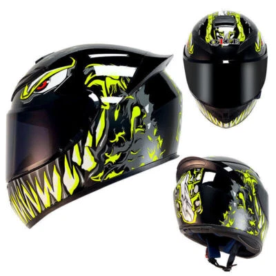 Casco de motocicleta Venom cara completa con visera negra aprobado para carreras de motocross Foto 1 de 4