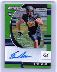 2020 Panini Prizm Draft Picks #198 Evan Weaver Neon Green Auto /125 - Picture 1 of 2