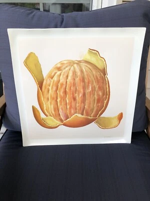 "Bandeja para servir frutas naranja 16"" MCM moderna años 70 arte gráfico B. Arhelger vintage" Foto 1 de 4